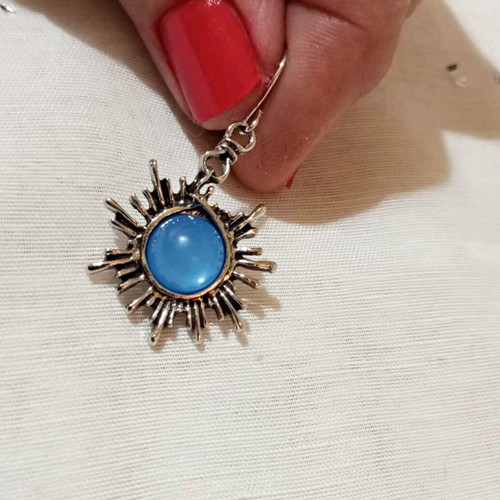 Boho earrings Moon and Sun with blue stones new