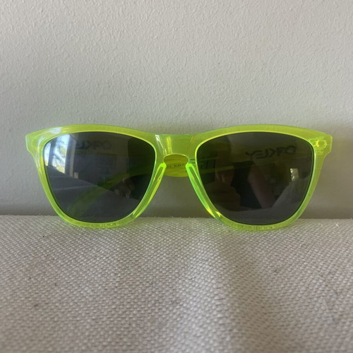 Oakley Frogskins sunglasses used, translucent acid neon green frame
