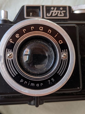 Vintage φωτογραφική μηχανή Ferrania Ibis με δερμάτινη θήκη μεταχειρισμένη