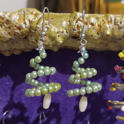 Christmas tree earrings handmade new