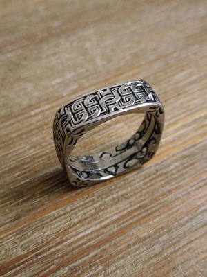 Men's stainless steel ring with protection symbol size 20.4/64 new