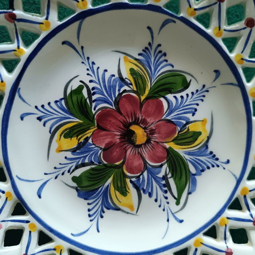 Vintage ceramic decorative plate handmade, like new, from France