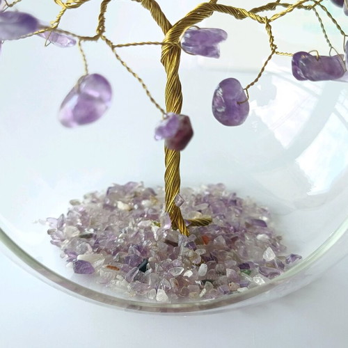 Handmade lucky charm glass ball with tree and amethyst 2026 new