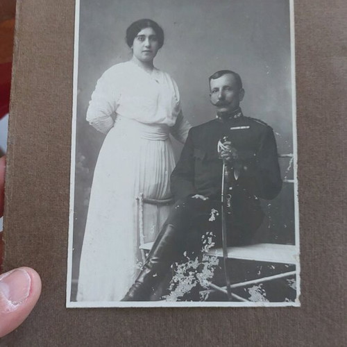 Military cardboard photograph used with damage
