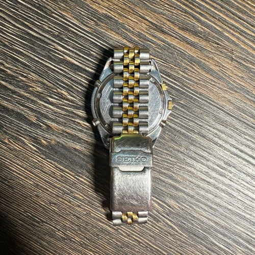 Seiko 7T32 Two-Tone Quartz Alarm Chronograph watch used