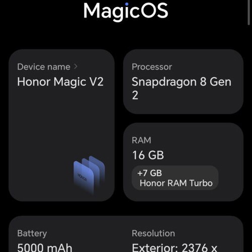 Honor Magic V2 smartphone like new with Snapdragon 8 Gen 2, 16GB RAM, 512GB storage