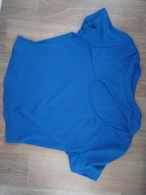 Blue elastic short-sleeve blouse one size like new