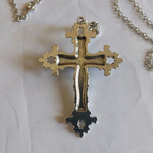 Silver-plated cross new for neck 8.5 x 5.5 cm