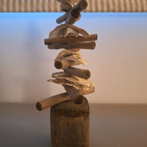 SIA Driftwood Candle Holder with Natural Shells new, unique handmade