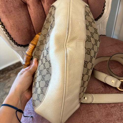 GucciGG Canvas Bamboo Peggy Hobo used Gucci bag