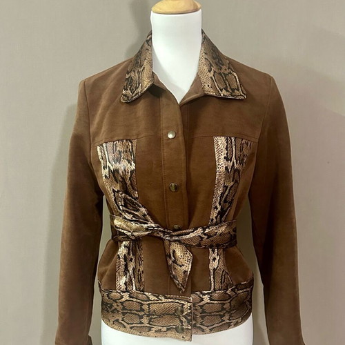 Leopard suede women's jacket used, size medium, brown