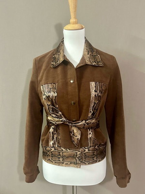 Leopard suede women's jacket used, size medium, brown