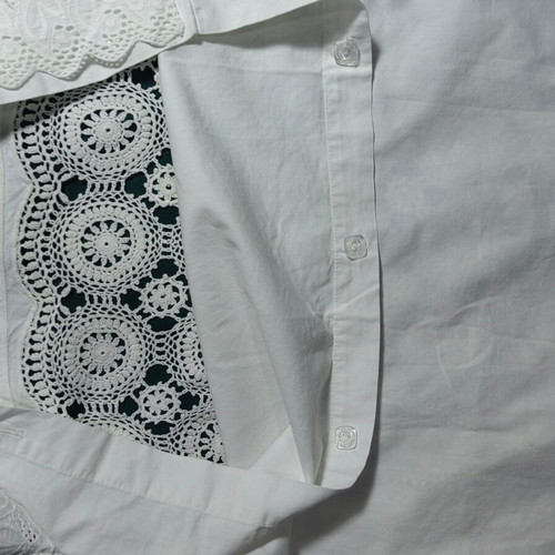 Vintage 60s pillowcases set of 2 used with handmade crochet lace