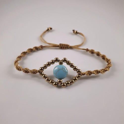 Handmade bracelet with turquoise stone and gold beads, new