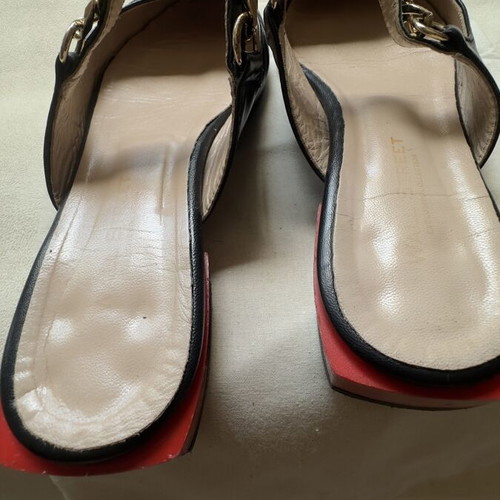 Wall Street Exclusive Collection Black Leather Slingback Flats like new