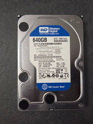 Western Digital Blue 640GB WD6400AAKS HDD used, 3.5 inch