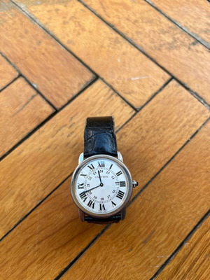 Ronde Solo de Cartier wristwatch 29mm, steel case, black leather strap