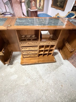 Chinese carved wood bar furniture like new with wheels