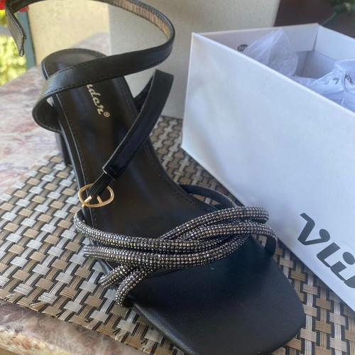 Sandals with thick stable heel new, size 37, black