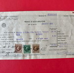 Assicurazioni Generali Life Insurance Payment Receipt used with 3 Marca da Bollo stamps