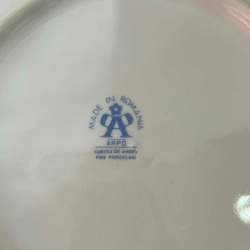 Arpo porcelain plate set of 11 vintage used, made in Romania