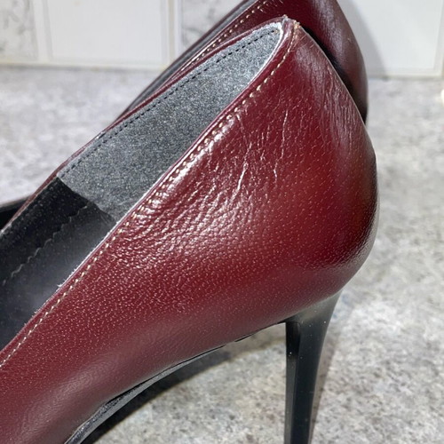 Leather pumps burgundy size 39, heel height 8.5 cm, like new