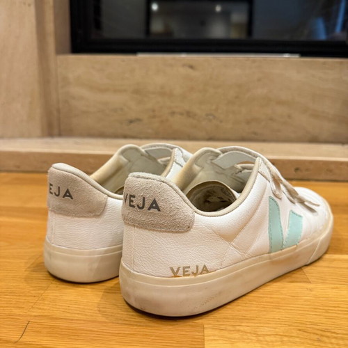 Veja Recife Velcro Sneakers used, size 43, white and turquoise