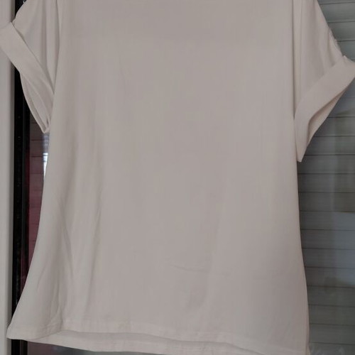 Women's white cotton short sleeve blouse, size M
