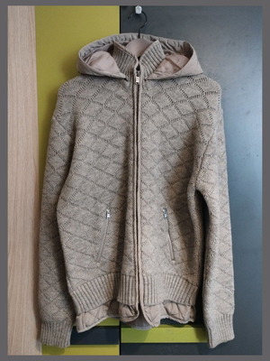 Men's cardigan new with hood, size M/L, beige