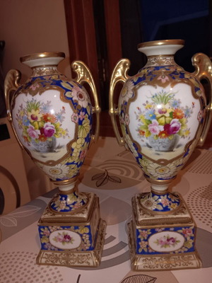 Noritake porcelain vase set refurbished, height 22 cm