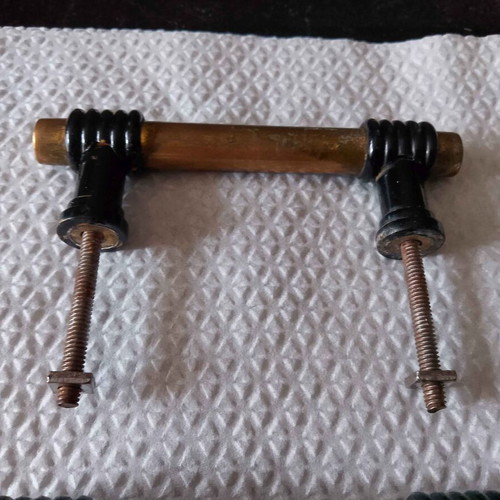 Door handles used, 1950, brass, pack of 3, 9 cm
