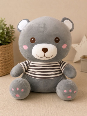 Plush teddy bear XL gray used, soft and cuddly