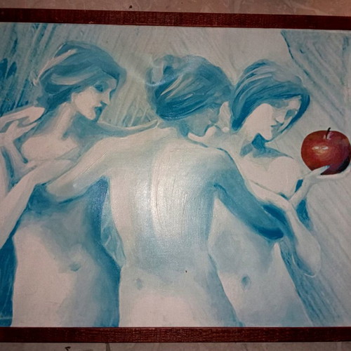 Handmade painting three women 54×74 cm