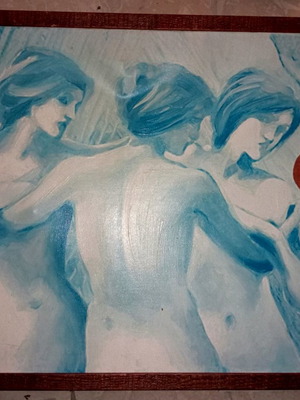 Handmade painting three women 54×74 cm