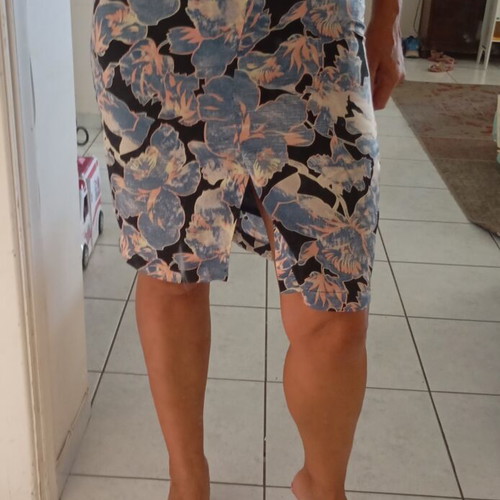 Women's satin skirt size L, black and turquoise