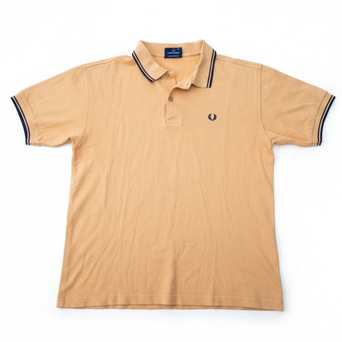 Fred Perry Polo shirt used, orange with navy trim, size M