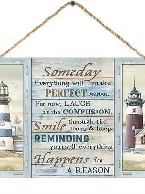 Wooden sign with Old Lighthouse theme new