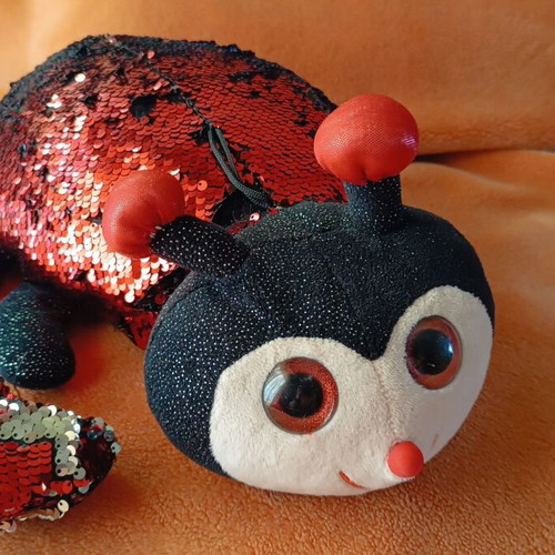 Ladybug with sequins used, with heart