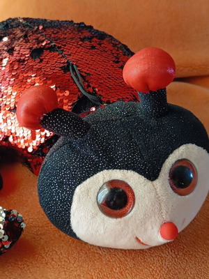 Ladybug with sequins used, with heart