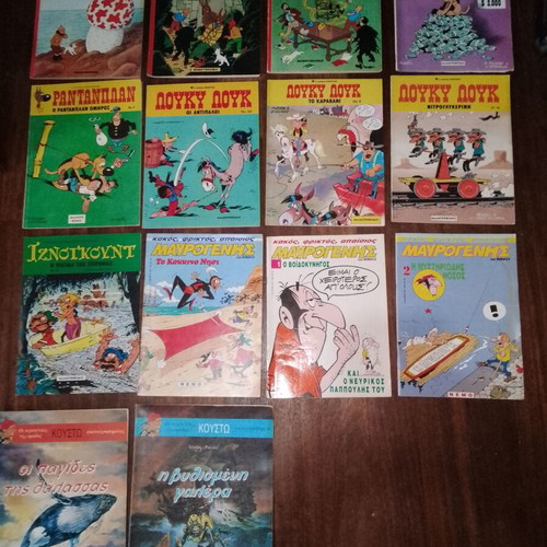 Pack of 33 comics Asterix, Iznogoud, Lucky Luke, Tintin, Cousteau, Mavrogenis used