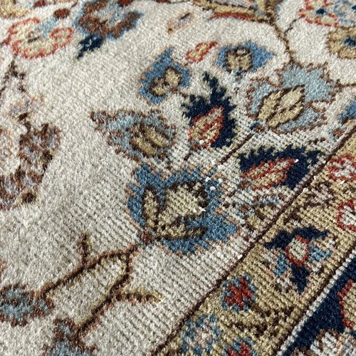 Vintage handmade large wool rug, floral motif, 1950s