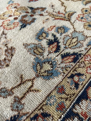 Vintage handmade large wool rug, floral motif, 1950s