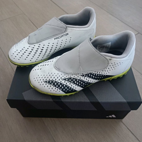 Adidas Predator football shoes used, size 30, white and blue