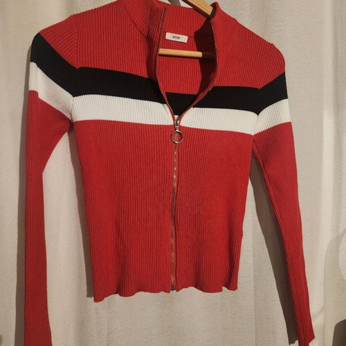 Slim zip-up cardigan slightly used, red, size S