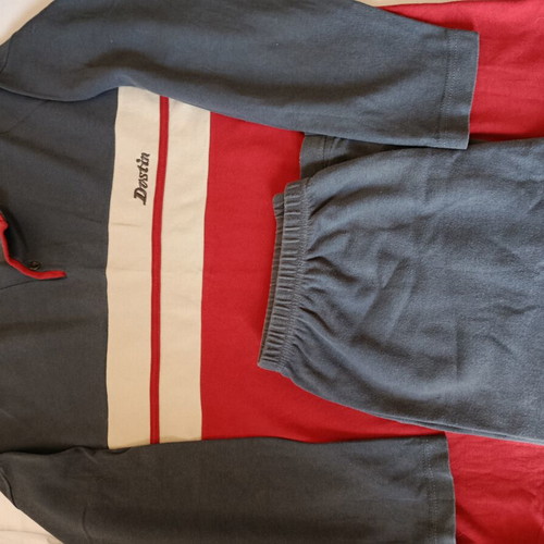Dustin men's pajama set used, gray and red
