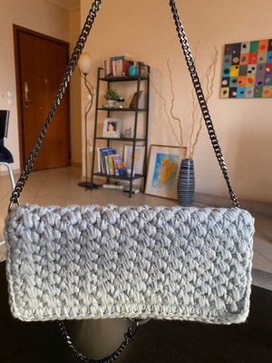 Handmade bag like new, turquoise with chain