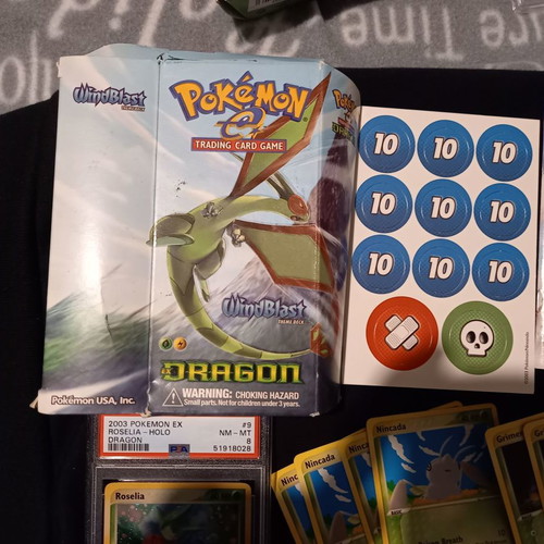 Ex Dragon Windblast Pokemon deck like new with mint booklets and PSA 8 foil Roselia card