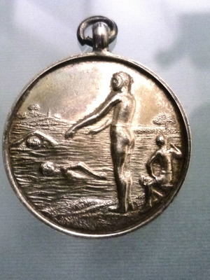 Swimming medal 50 yds Back Stroke used, 925 silver
