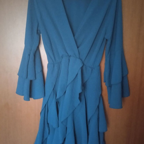 Petrol dress with ruffles for special occasions