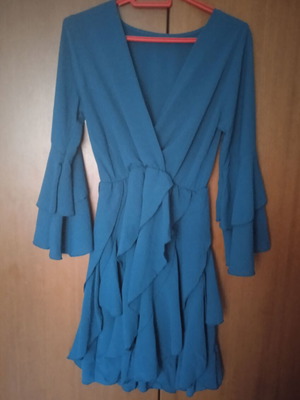 Petrol dress with ruffles for special occasions
